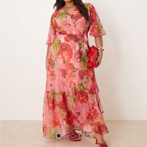 Floral Wrap Midi Dress
